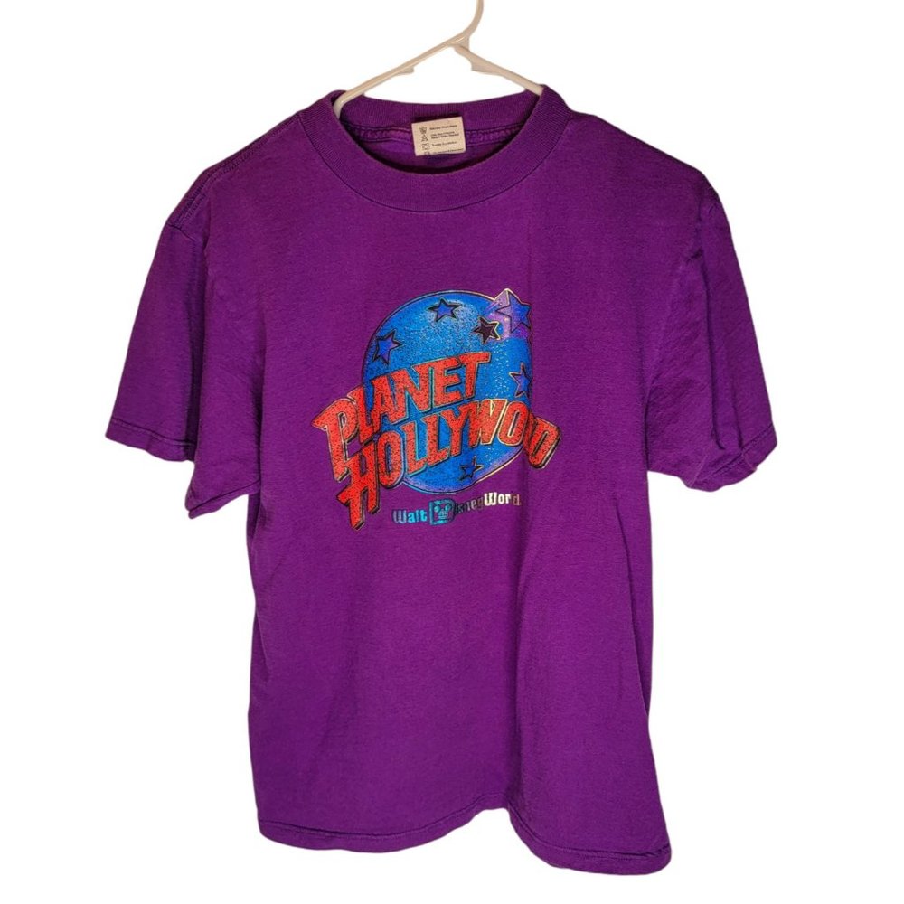 Vintage Walt Disney World Planet Hollywood T Shirt Medium 1990s WDW Purple